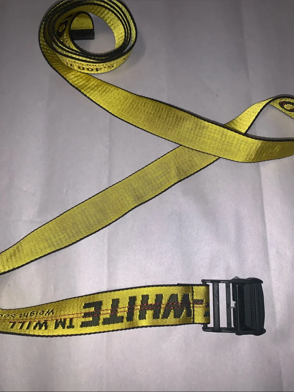 Off-White Yellow Industrial Web Belt with Black Buckle